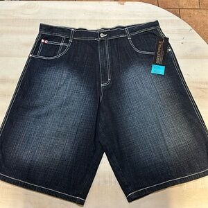 South Pole denim short NWT riveted pockets belt loops dark wash distressed